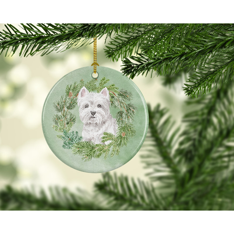 Ornement suspendu en céramique West Highland Terrier