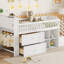 Lit mezzanine avec éclairage à DEL, bibliothèque, escalier, tiroirs et tablettes de rangement, une solution fonctionnelle et peu encombrante pour les chambres d'enfants-933932535