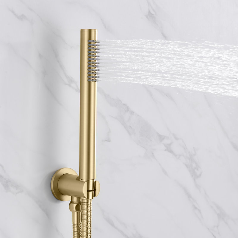 Complete Shower System with Rough-in Valve, Brushed Gold