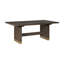 Table à manger contemporaine: table en bois brun, chaises aux extrémités dorées, forme rectangulaire, fauteuils rembourrés beiges et mobilier extensible avec placage de chêne, garni-1736196963