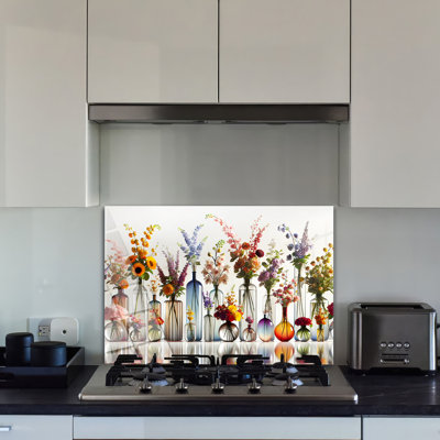Printed Glass Kitchen Splashback Faded Leaves
