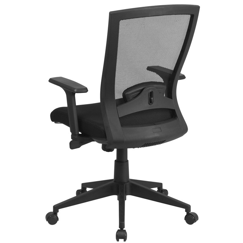 ErgoFlex Mid-Back Black Mesh Swivel Executive Office Chair with Adjustable Arms