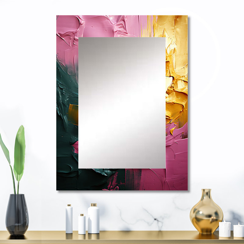 Rejoicing In Love Pink And Gold Abstract PaintingI - Abstract Painting Wall Mirror, Modern Decorative Mirror, Printed Metal Art