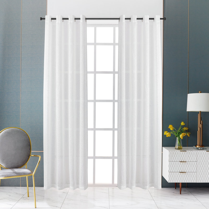 Rideau transparent brodé Clementi, L 52 po x L 95 po
