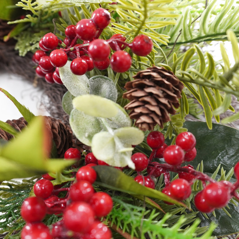 Artificial Pine, Berry & Pinecone Holiday Wreath