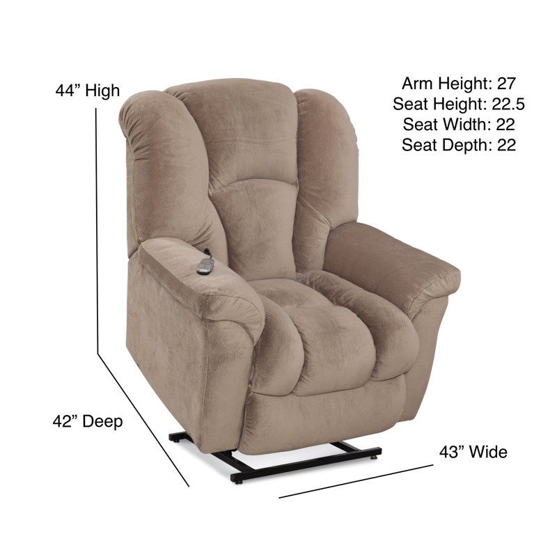Saish Upholstered Lift Assist Power Recliner, Brown Polyester
