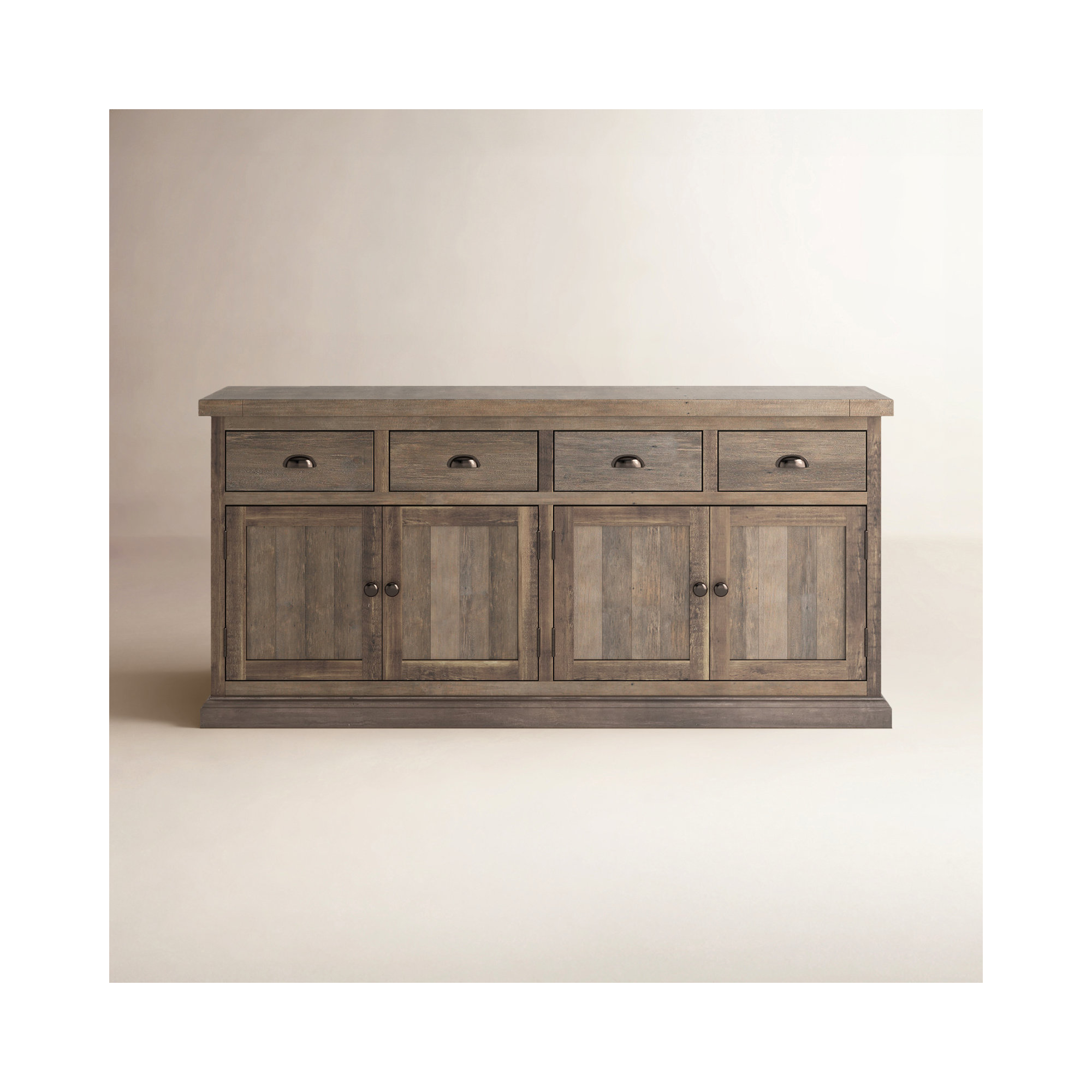 Kinston 74" Wide Solid Wood Sideboard, Distressed Brown