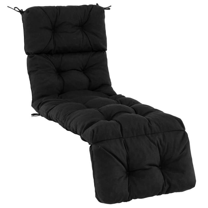 Lounge Chaise Cushion Padded Recliner Cushion Indoor Outdoor, Black