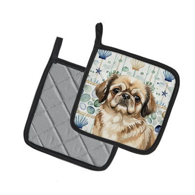 Paire de poignées en verre Sable Pekingese