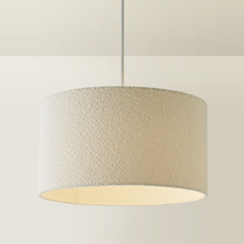 20cm H Cotton Drum Pendant Shade ( Screw On ), 25cm H x 45cm W x 45cm D, Cream