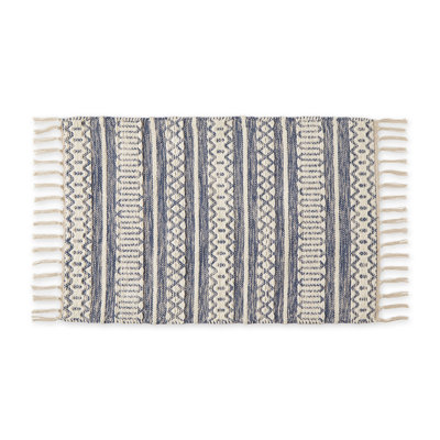 TAPIS CHENILLE DOODLE LINES - BLEU FRANCAIS - 2 X 3 PI