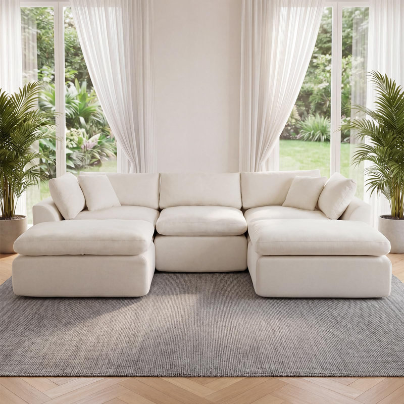 Canapé modulaire en U modulaire, canapé 5 places avec sièges profonds de 25,59 po, tissu chenille doux, housses lavables, livraison compressée, grand canapé de salon