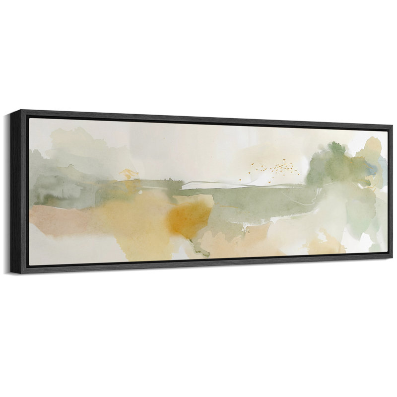 Abstrait vert beige neutre, impression murale, minimaliste, moderne, panoramique, horizontal, Boho, décoration murale