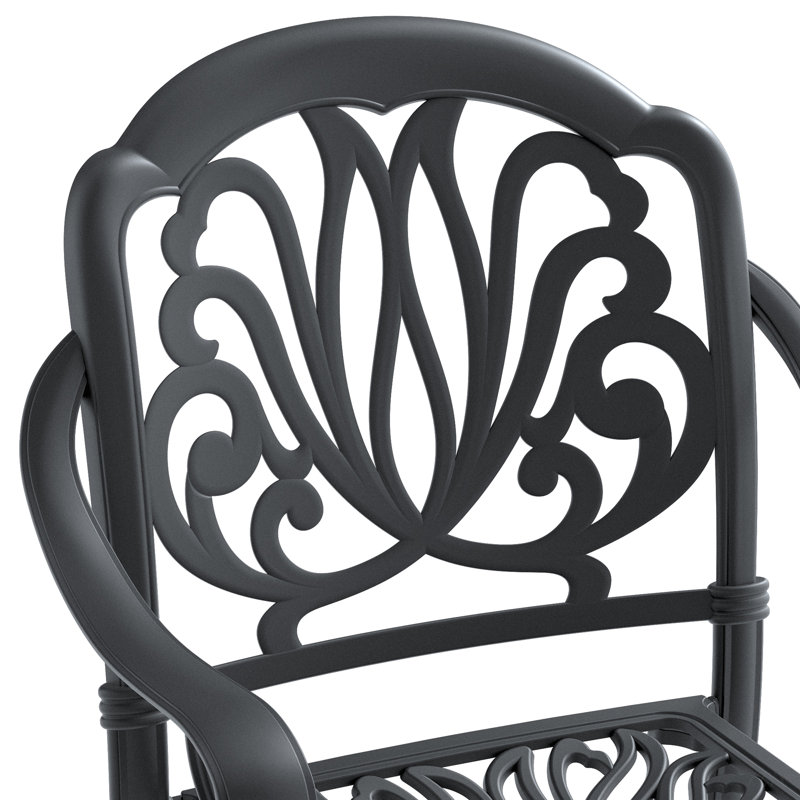Mobilier de patio en fonte d'aluminium avec structure noire et coussins de siège, 4