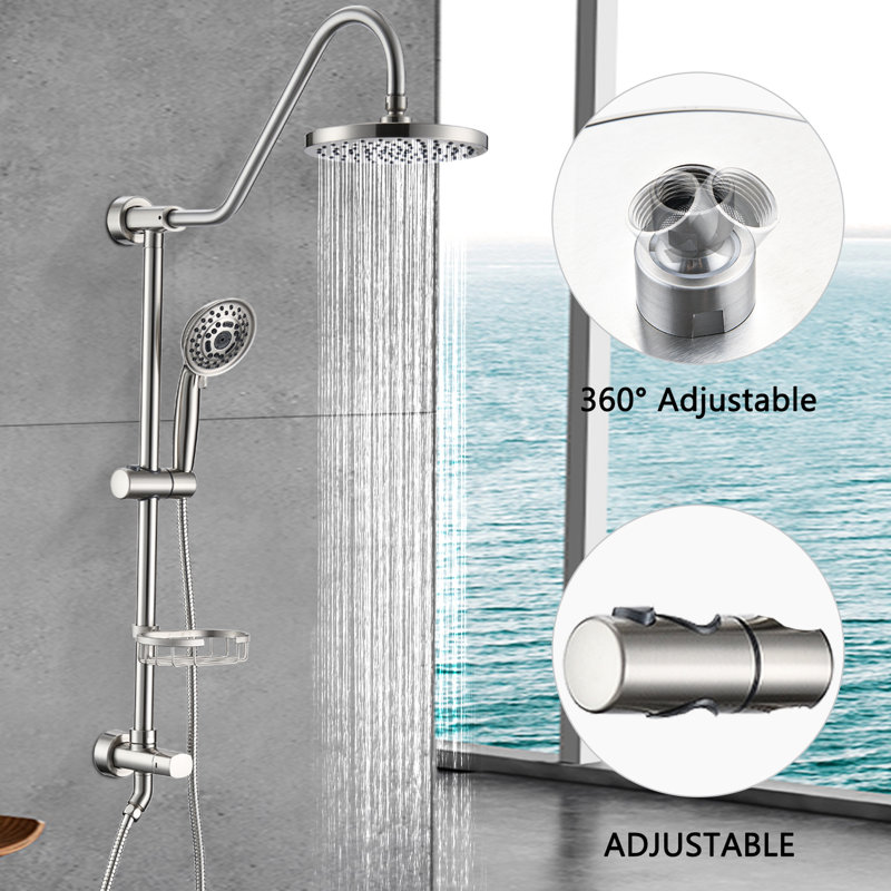 Shower Head System With 8" Rain And Handheld - Ergonomic Design Consistent Experience