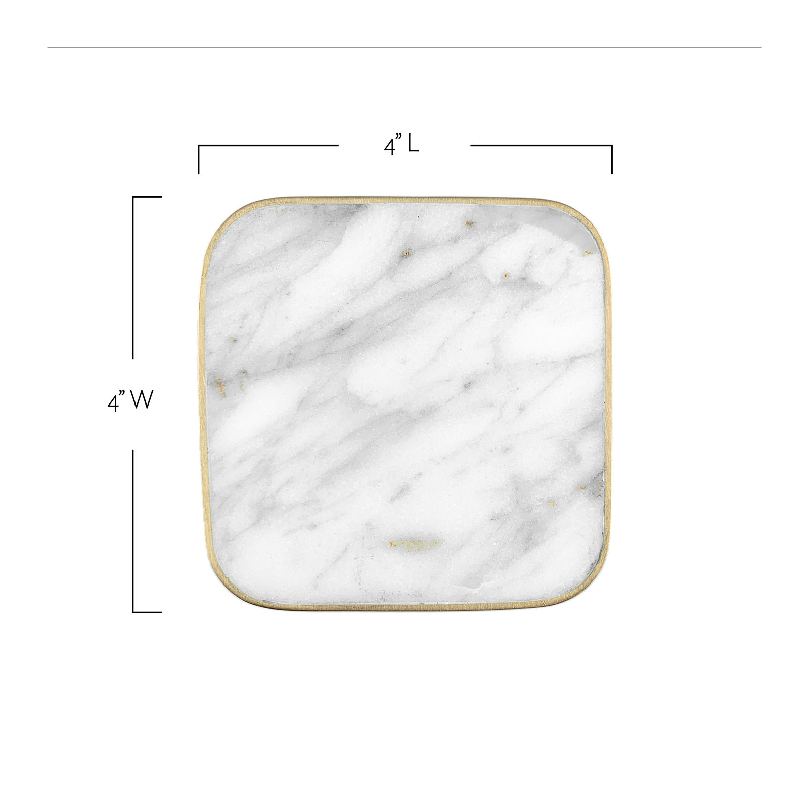 Verona Marble Coaster Set, White/Gold