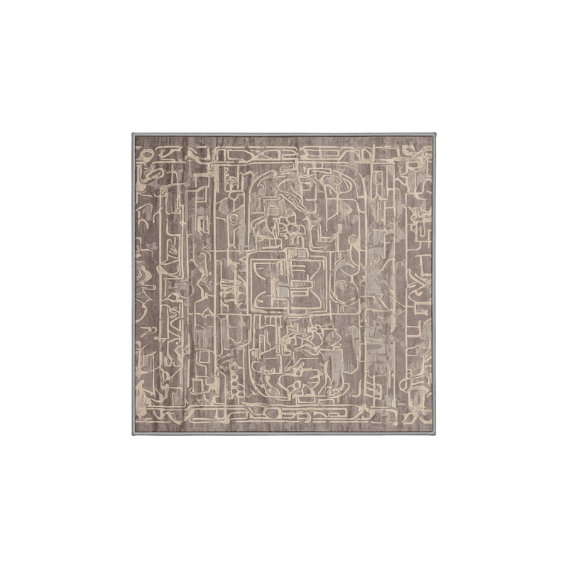 Machine Washable Gray Area Rug, Square 5'