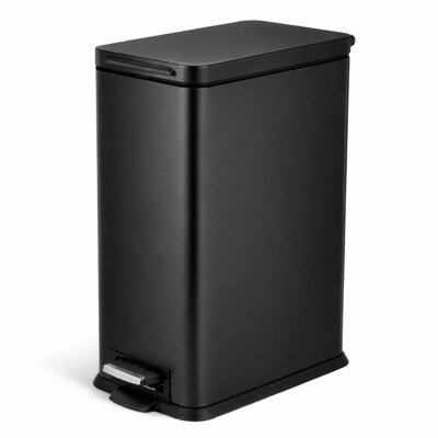 Poubelle de cuisine mince en acier inoxydable avec pédale et couvercle à fermeture en douceur 4 gallons Home Zone Living