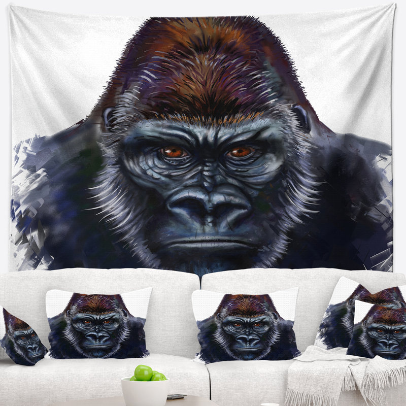 Tapisserie d'illustration masculine gorilla Animal, H 32 po x l 39 po