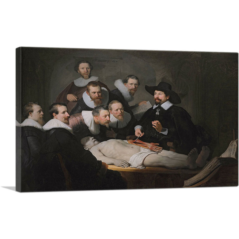 La leçon d'anatomie du Dr Nicolaes Tulp 1632 par Rembrandt van Rijn, reproduction d'art sur toile tendue