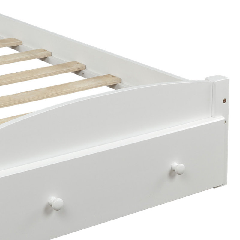 Cadre de lit plateforme en bois avec tiroirs et roulettes de style rétro Retro Classic