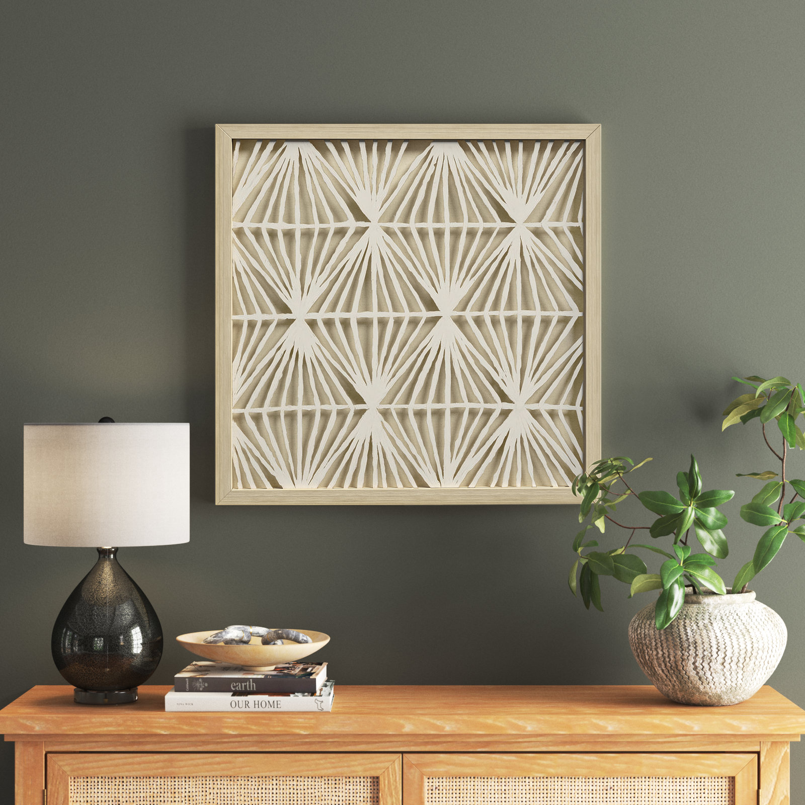 Folk Papercuts II - Prisms Print, Beige, White | Beige | Prisms, 30" H x 30" W