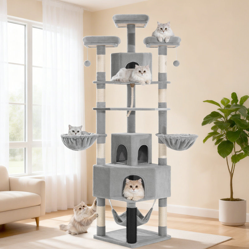220 cm H Cat Tree / Condo, Light Grey