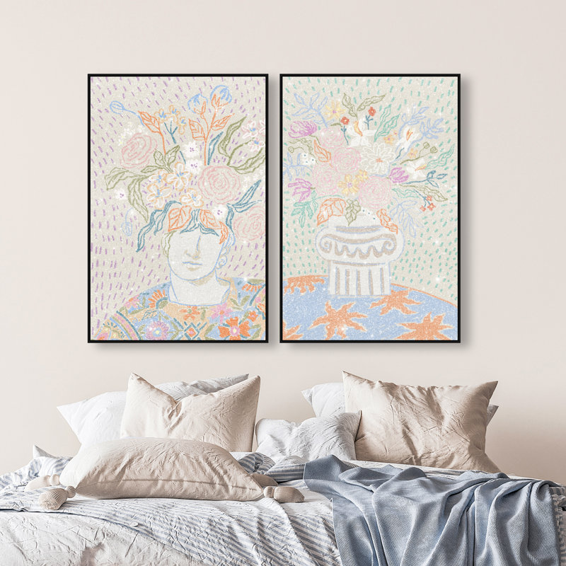 Summer Flourish Set Set by Oliver Gal, 32"H x 22"W, Black Floater Frame