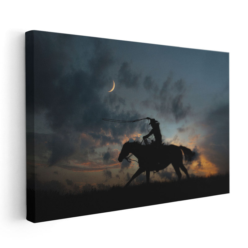 «Cowboy By Day and Night II», reproduction d'art sur toile, H 24 po x l 36 po