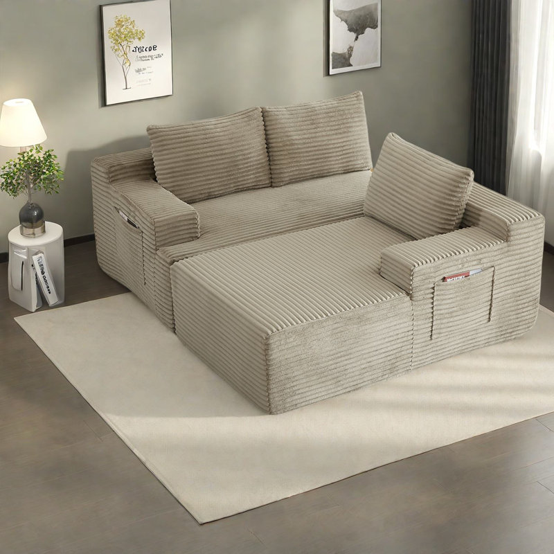 Canapés confortables en velours côtelé de conception chameau pour les espaces de vie modernes