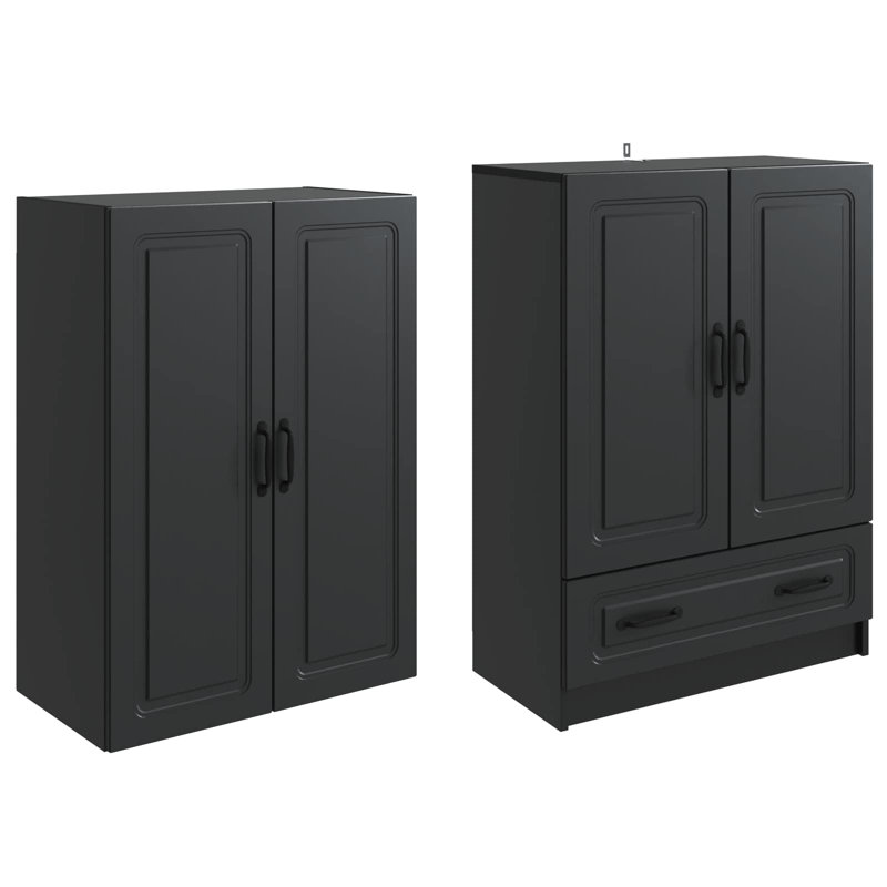 4 -Door 3 Storage Cabinet, Black
