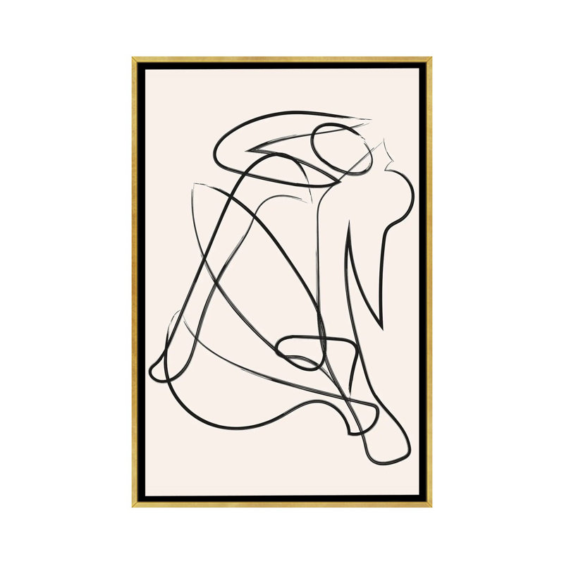 « Déconstruit silhouette Natural » par Mambo art studio-impression, H 60 po x l 40po x P 1,5 po, Toile encadrée d'or
