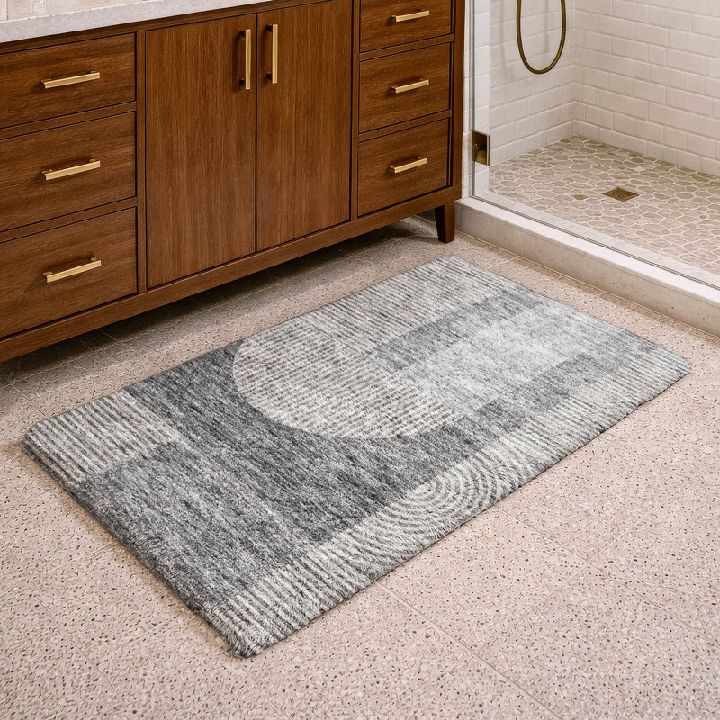 Tapis à poil long de qualité supérieure lavable à la machine ADS711, Gris, 1 pi 8 po x 2 pi 6 po