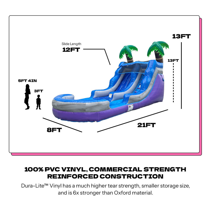 Glissade d'eau gonflable tropicale 22 pi avec piscine pour enfants et adultes, avec souffleur