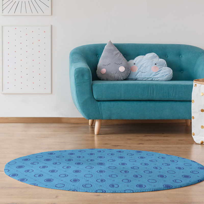 Chenille Geometric Indoor Rug, Round 5'