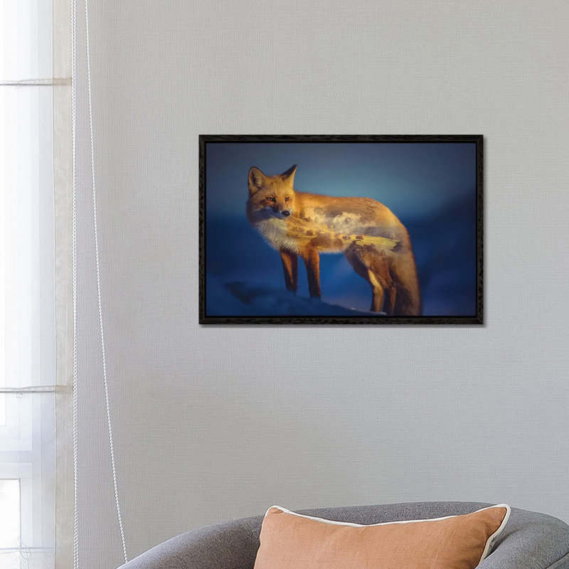 Foxscape by Paul Haag - Print on Canvas, 66.04 cm H x 45.72 cm W, Black Framed