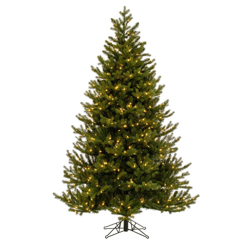 Artificial Fir Christmas Tree with Lights, Clear/White, 12'