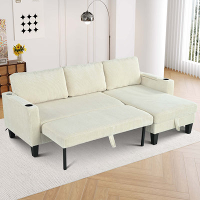 Canapé modulaire réversible avec méridienne de rangement et porte-gobelet
