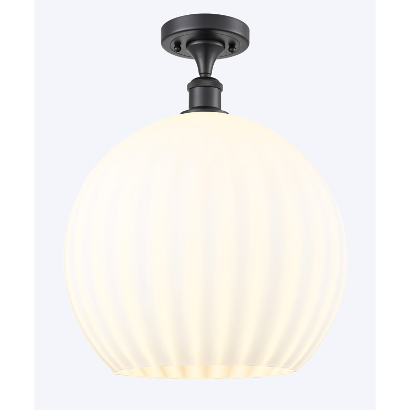Plafonnier semi-encastré 1 lumière Ballston - Adriao, H 17,88 po x l 13,75 po x P 13,75 po, Noir mat