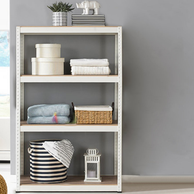 Étagère de rangement réglable à 4 niveaux avec cadre en métal et planches stratifiées l 31,5 po x P 16,7 po, Blanc