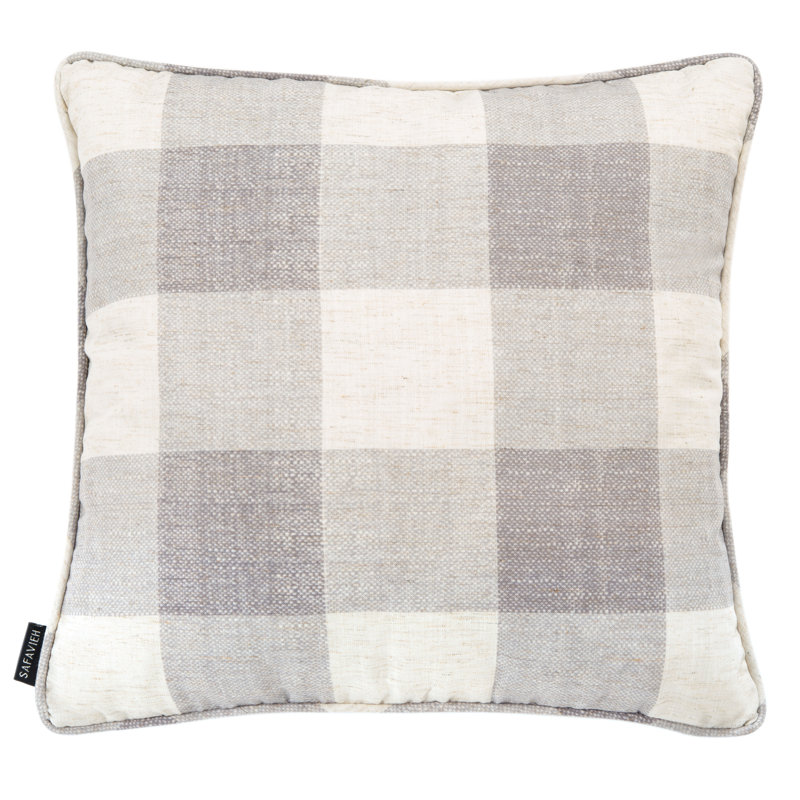 Fernla Plaid Reversible Throw Pillow, Gray/White