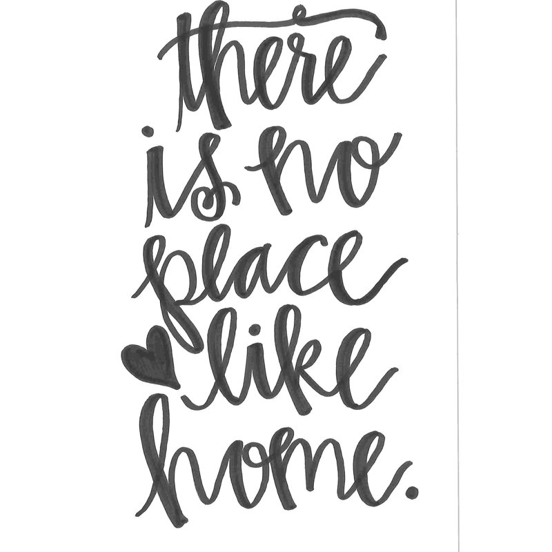 «There Is No Place Like Home», art textuel sur toile tendue, H 36 po x l 24 po