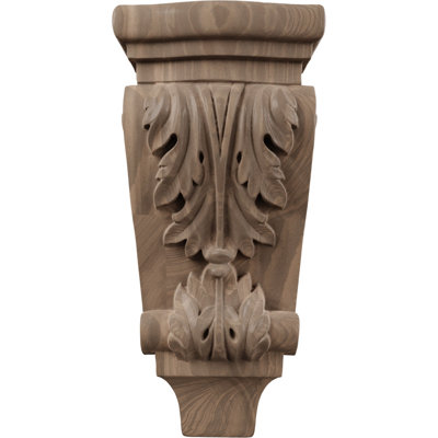 4 3/4"W x 1 3/4"D x 10"H Small Acanthus Pilaster Wood Corbel, Walnut
