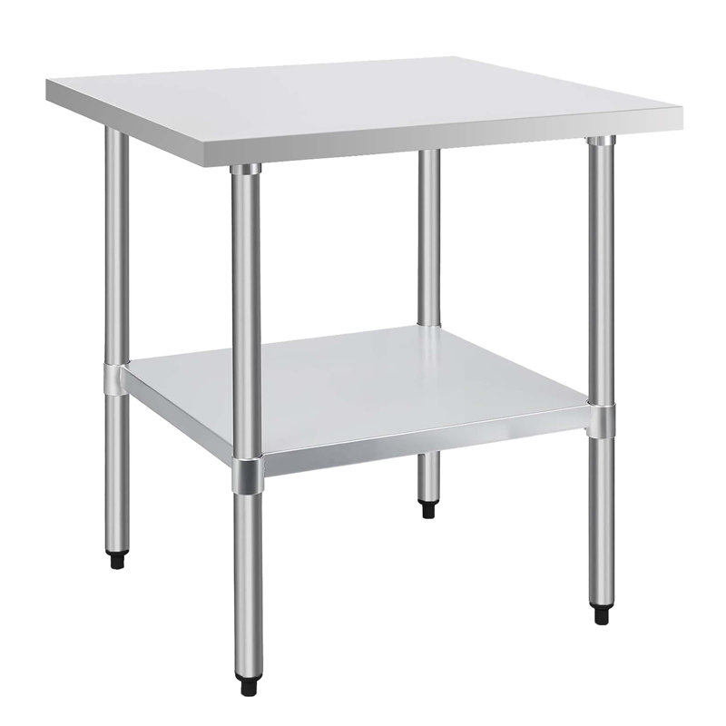 Table de travail durable en acier inoxydable de calibre 18 de 30 po x 30 po avec tablette inférieure pour une utilisation efficace dans la cuisine