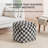 Marta 20" Black Checkered Upholstered Pouf Ottoman-117292686