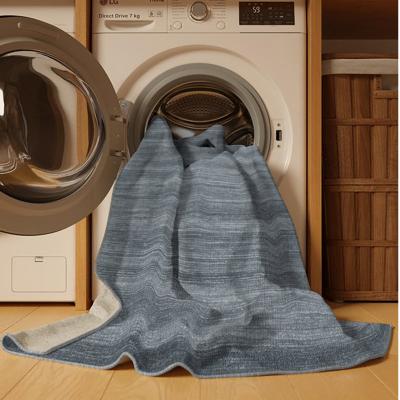 Machine Washable Solid Gray Area Rug, Square 4'