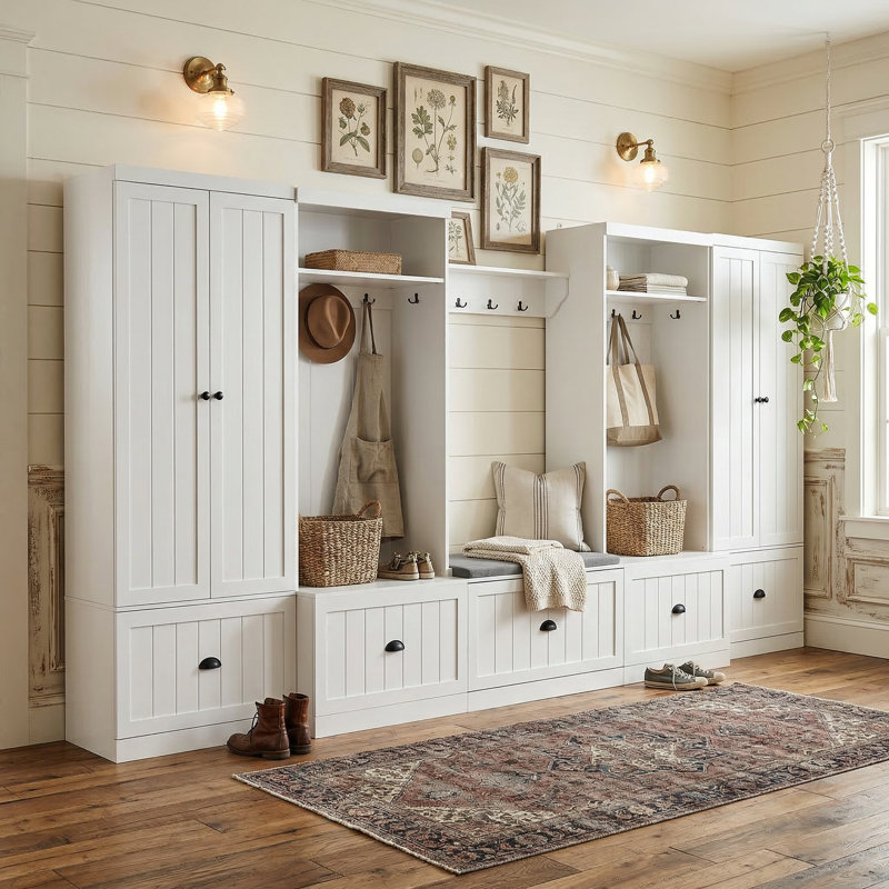 Beauvallon Hall Tree 142.1'' Wide with Bench and Shoe Storage