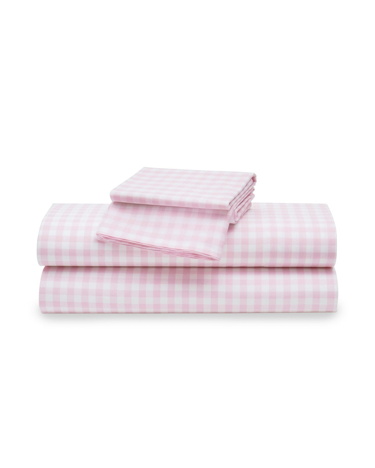 Petite Plume Gingham Cotton Sheet Set, Light Blue Gingham, Twin Sheet Set with 2 Pillowcases