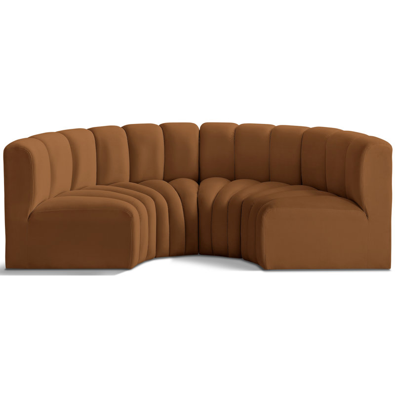 Hiten Upholstered Curved Sectional Reversible, Saddle Velvet