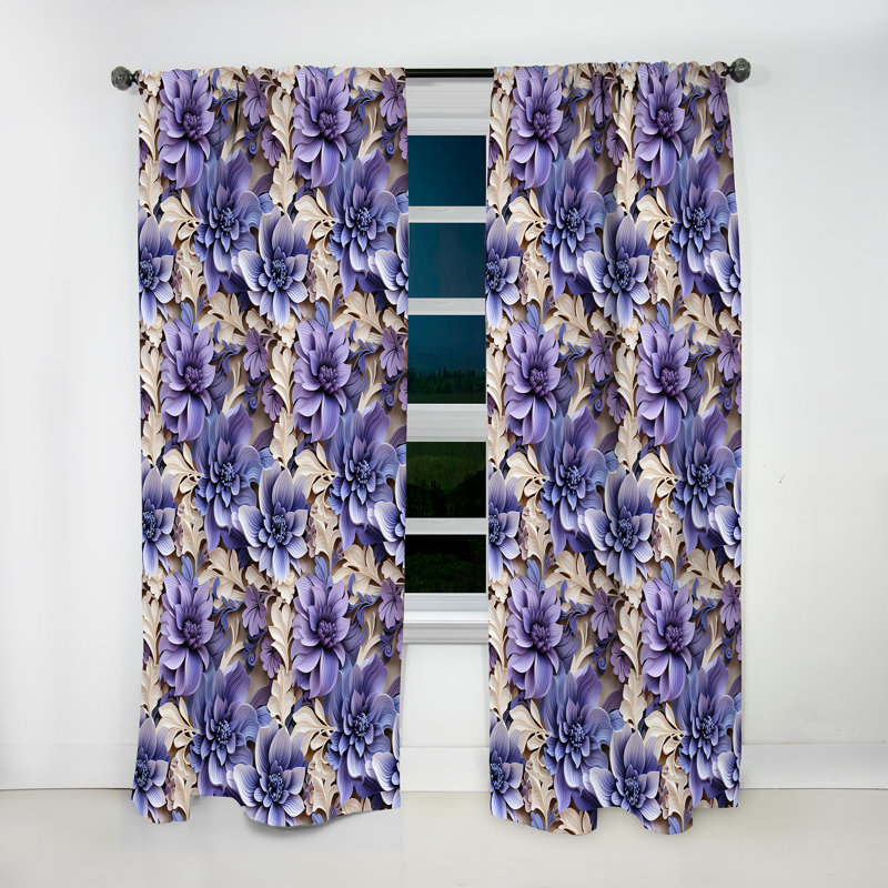 Mauve persan Paisleys I - Rideau floral - Rideau floral obscurcissant - 1 panneau, L 52 po x L 95 po